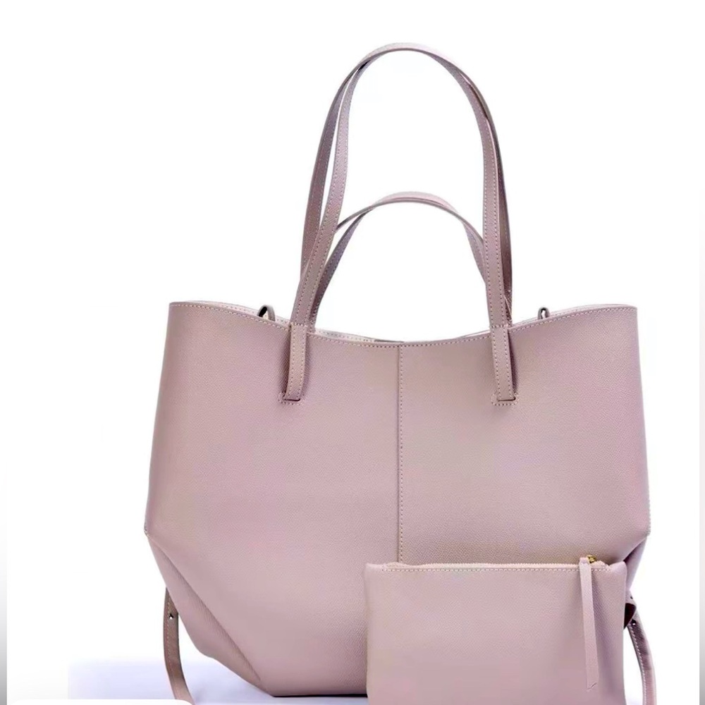 Taupe Microfiber Leather Tote Dumpling bag with Matching Pouch Chic & Spacious